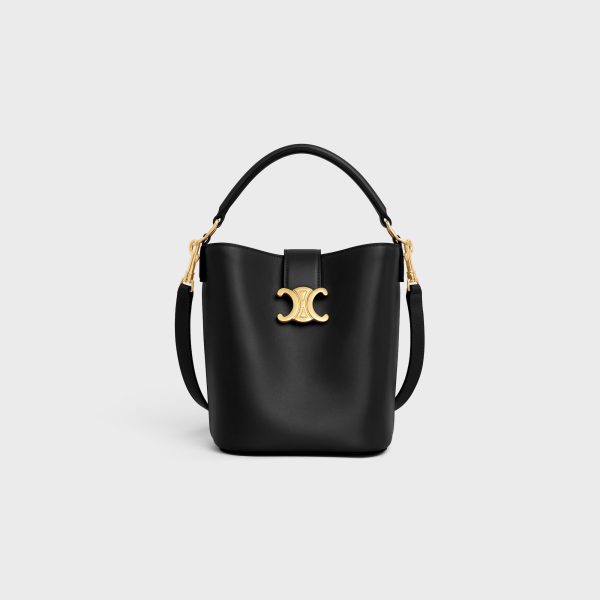 SMALL BUCKET LOUISE IN SMOOTH CALFSKIN BLACK