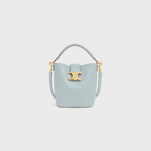 MINI BUCKET LOUISE IN SMOOTH CALFSKIN ICE BLUE