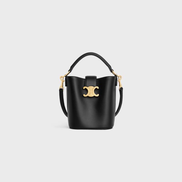 MINI BUCKET LOUISE IN SMOOTH CALFSKIN BLACK
