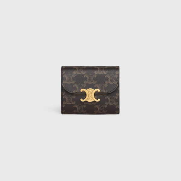 SMALL FLAP WALLET TRIOMPHE IN TRIOMPHE CANVAS TAN