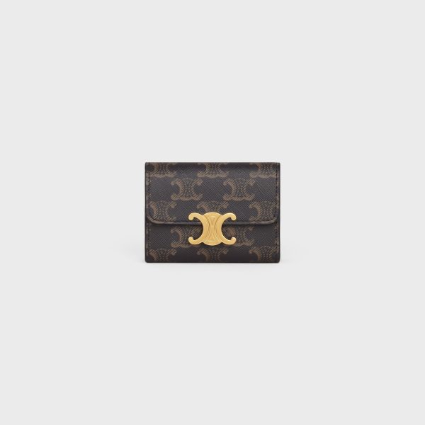 COMPACT WALLET WITH COIN TRIOMPHE IN TRIOMPHE CANVAS TAN
