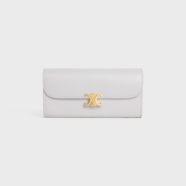 LARGE WALLET TRIOMPHE IN SHINY CALFSKIN CLOUDY GREY