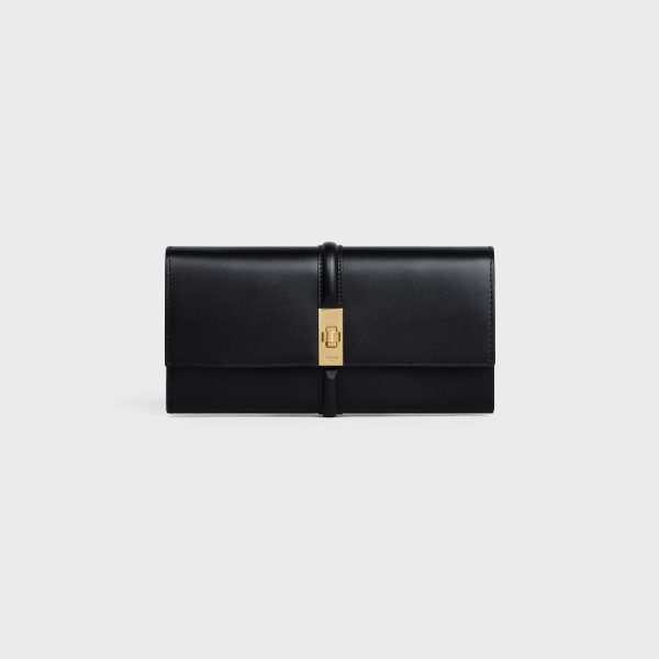 LARGE WALLET 16 IN SATINATED CALFSKIN BLACK