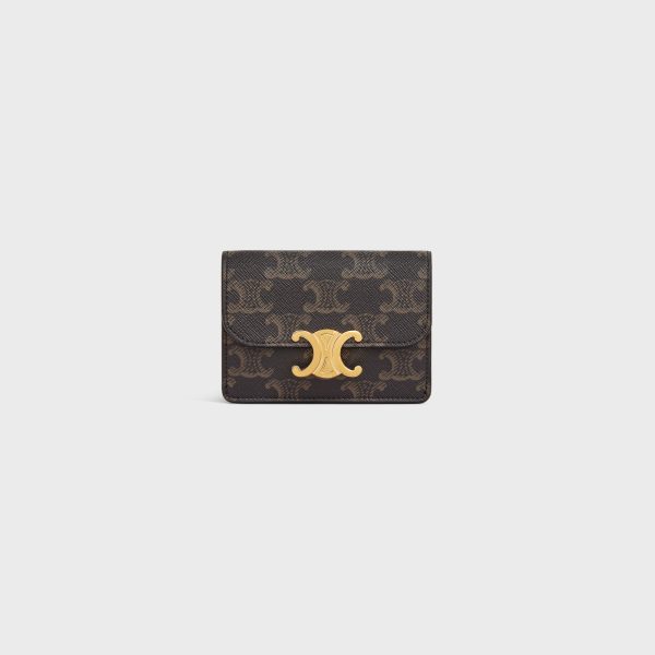 CARD HOLDER WITH FLAP TRIOMPHE IN TRIOMPHE CANVAS TAN
