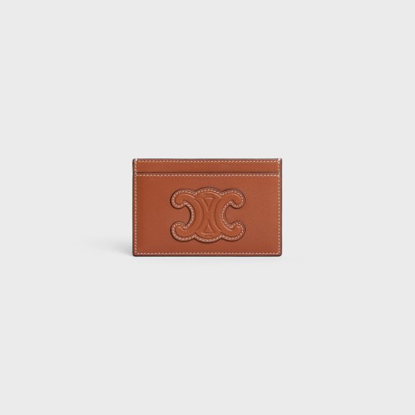 CARD HOLDER CUIR TRIOMPHE IN SHINY CALFSKIN TAN