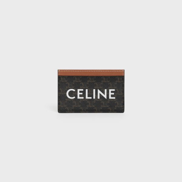 CARD HOLDER IN TRIOMPHE CANVAS WITH CELINE PRINT TAN