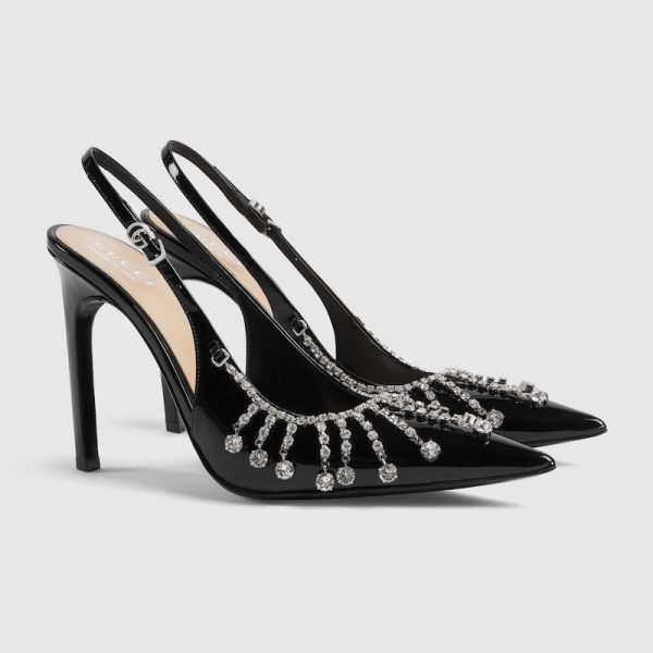 Womens pump with crystal chain