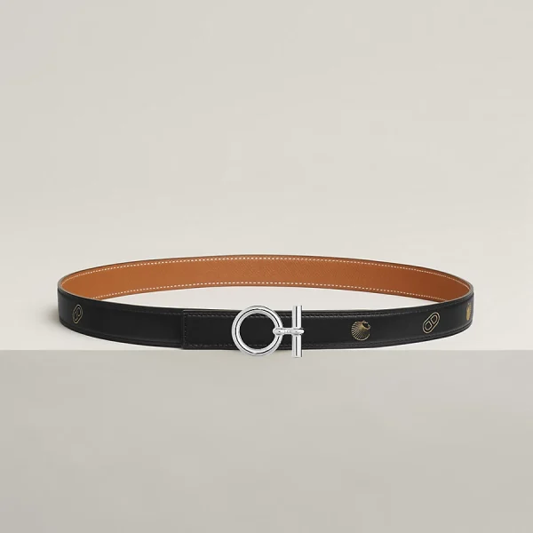 Flot belt buckle & Herm??s sur Mer reversible leather strap 24 mm