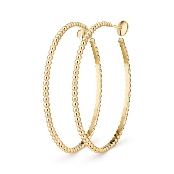 Perlée pearls of gold hoop earrings, large model