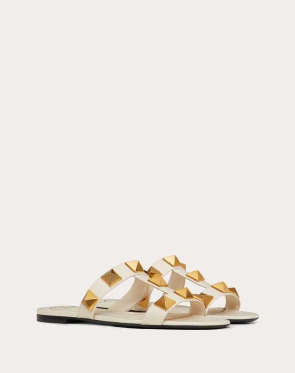 FLAT ROMAN STUD CALFSKIN SLIDE SANDAL