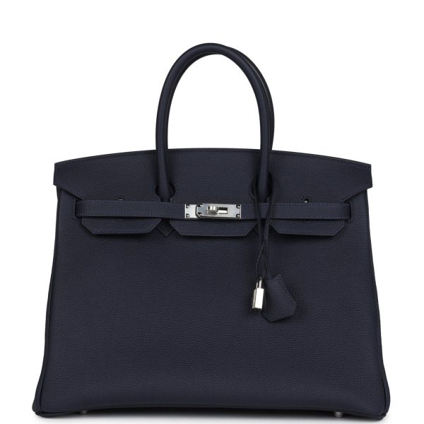 Hermes Birkin 35 Bleu Nuit Togo Palladium Hardware