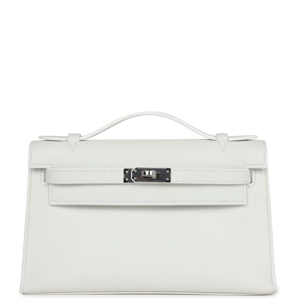 Hermes Kelly Pochette White Swift Palladium Hardware