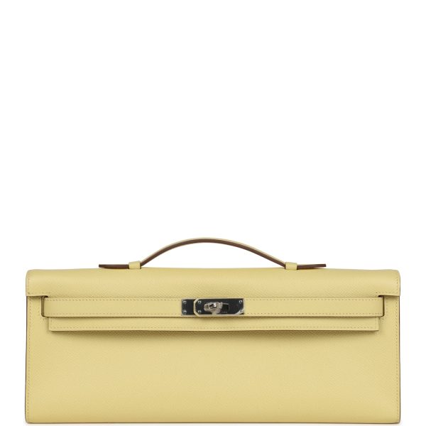 Hermes Kelly Cut Jaune Poussin Epsom Palladium Hardware