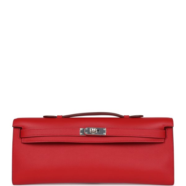 Hermes Kelly Cut Rouge Casaque Swift Palladium Hardware