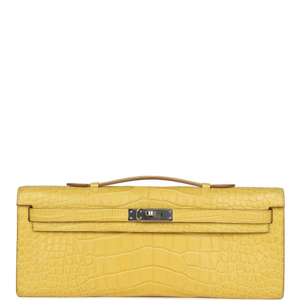 Hermes Kelly Cut Mimosa Matte Alligator Palladium Hardware