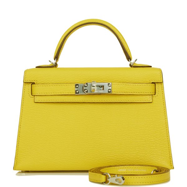 Hermes Kelly Sellier 20 Jaune de Naples Verso Chevre Palladium Hardware