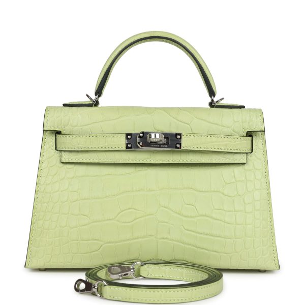 Hermes Kelly Sellier 20 Jaune Bourgeon Matte Alligator Palladium Hardware