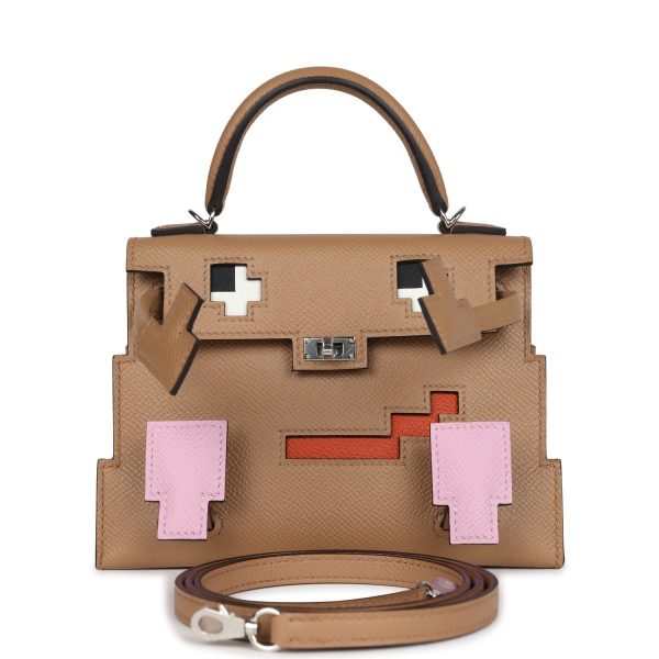 Hermes “Quelle Idolle” Picto Kelly Doll Chai/Mauve Sylvestre/Bleu Celeste/Terre Battue Epsom Palladium Hardware