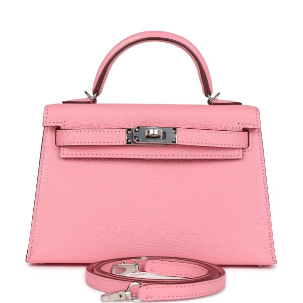 Hermes Kelly Sellier 20 Rose Confetti Verso Chevre Palladium Hardware