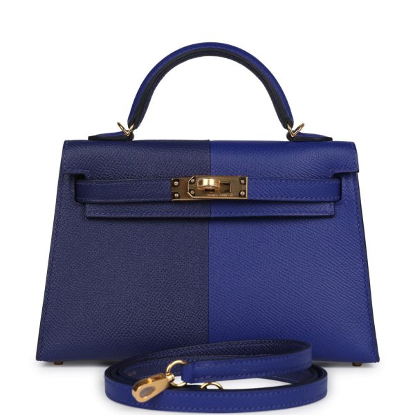 Hermes Kelly Sellier 20 Bleu Electric and Bleu Encre Epsom Gold Hardware