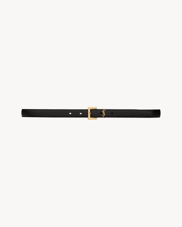 cassandre thin belt with square buckle in grained leather
