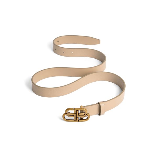 Women’s Bb Thin Belt in Latte