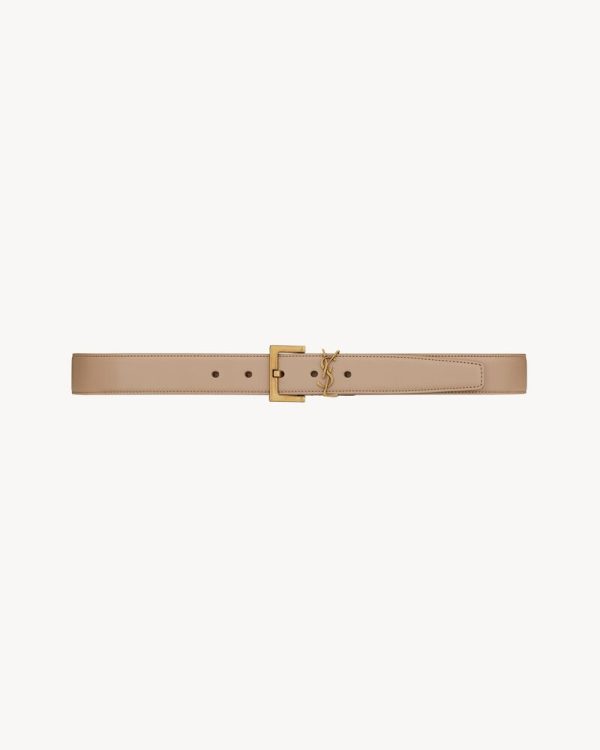 cassandre belt with square buckle in shiny box saint laurent leather