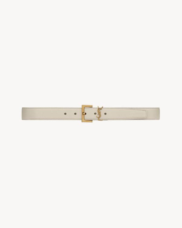 cassandre belt with square buckle in shiny box saint laurent leather