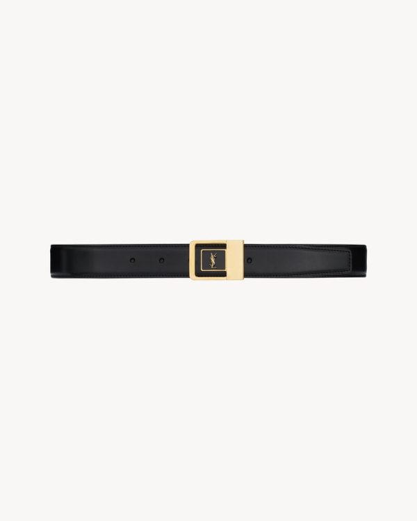la 66 buckle belt in lacquered leather