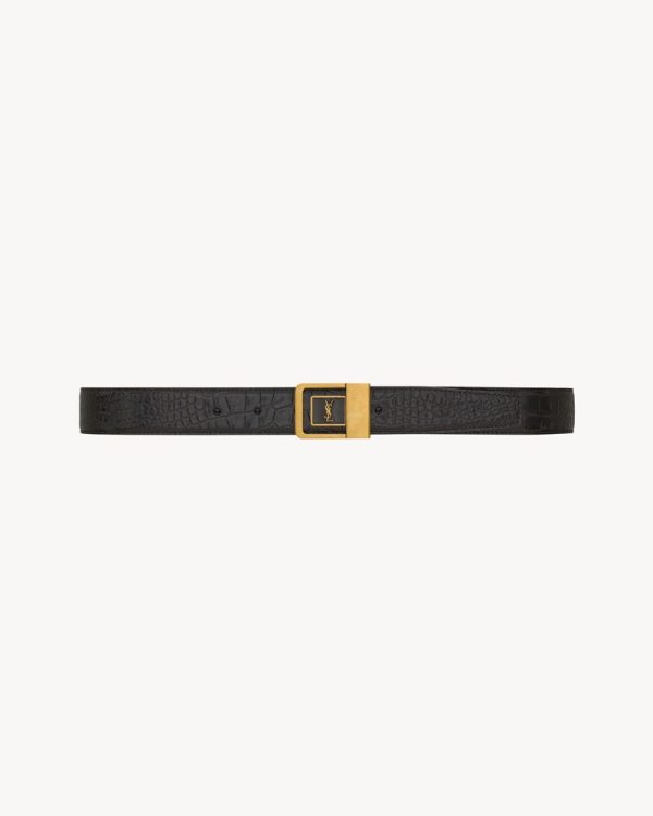 la 66 buckle belt in crocodile-embossed leather