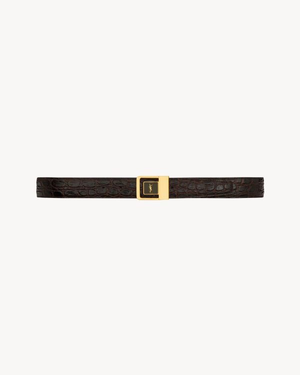 la 66 buckle belt in crocodile-embossed leather
