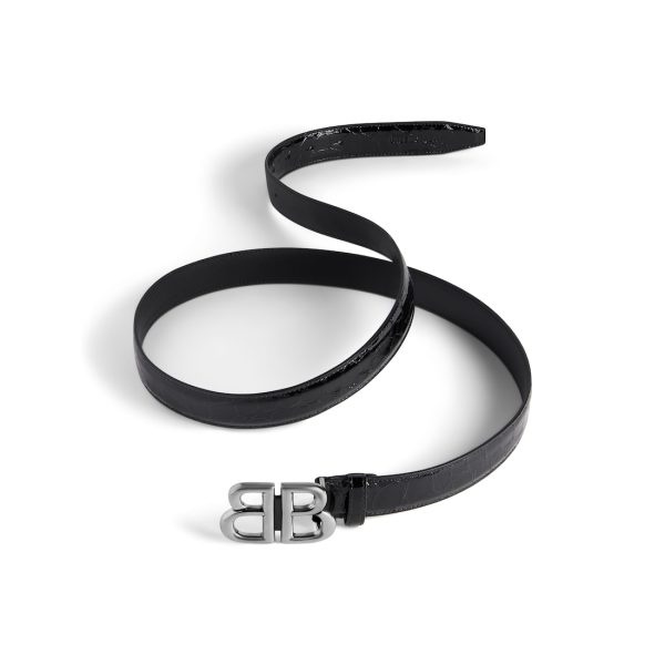 Women’s Monaco Belt Crocodile Embossed in Black