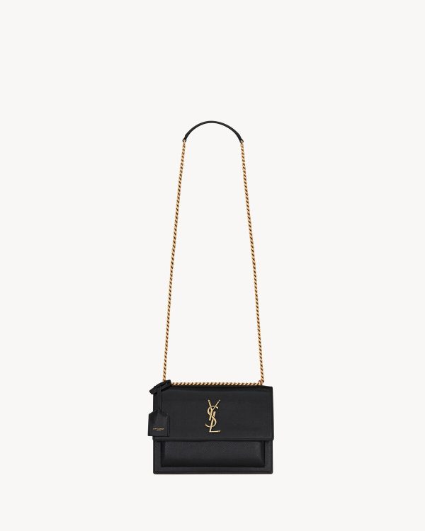 YSL Sunset Medium in Coated-Bark Leather