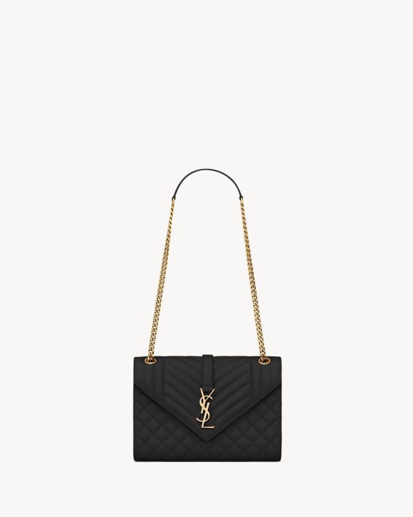 Ysl Envelope Medium in Quilted Grain De Poudre Embossed Leather