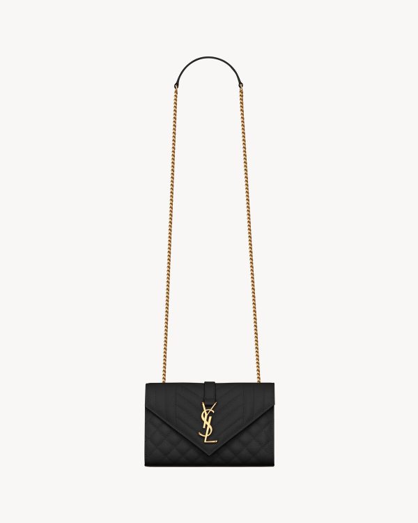 YSL Envelope Small in Quilted Grain De Poudre Embossed Leather
