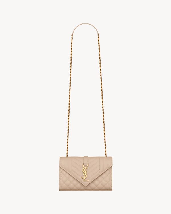 YSL Envelope Small in Quilted Grain De Poudre Embossed Leather