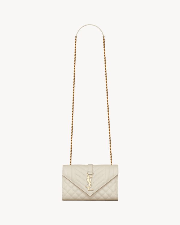 YSL Envelope Small in Quilted Grain De Poudre Embossed Leather