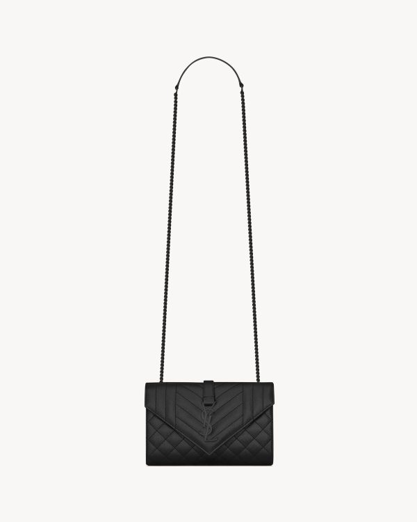 YSL Envelope Small in Quilted Grain De Poudre Embossed Leather