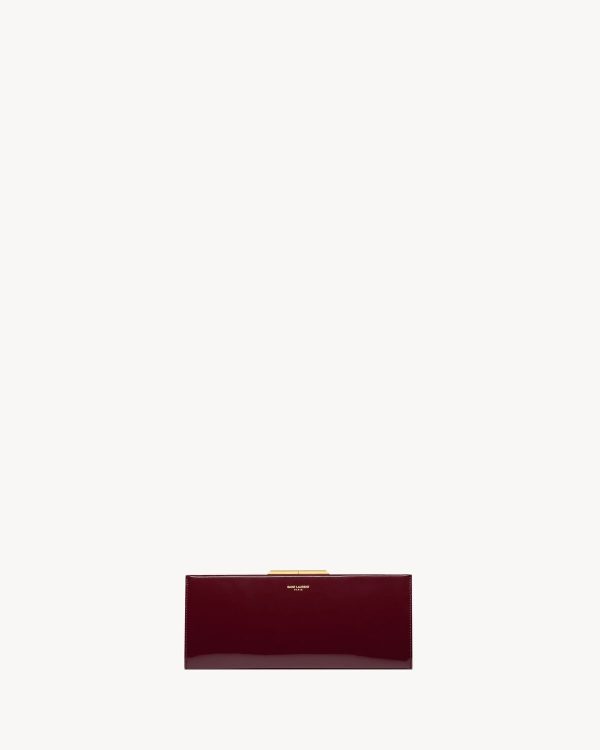 YSL Midnight Small Clutch In Lacquered Leather