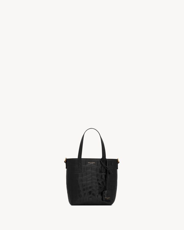 YSL Mini Toy Shopping Saint Laurent in Crocodile-Embossed Leather