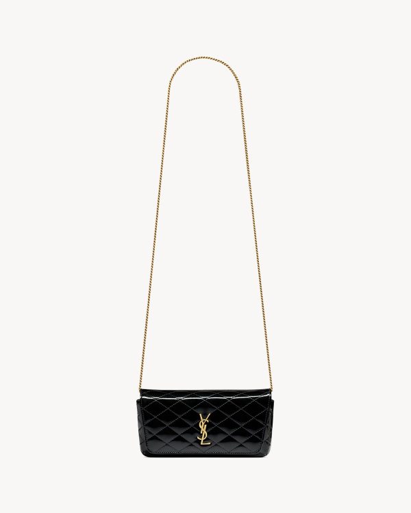 YSL Gaby Chain Phone Holder in Patent Leather