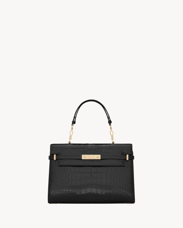 YSL Manhattan Top-Handle in Shiny Alligator