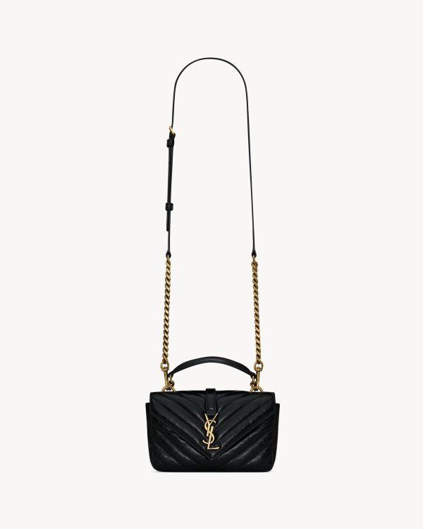 YSL College Mini Chain Bag in Shiny Crackled Leather