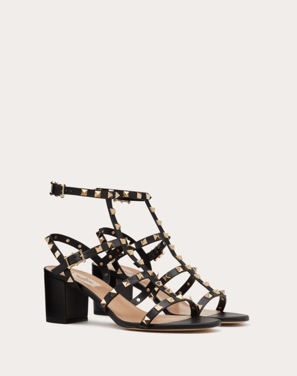 ROCKSTUD CALFSKIN ANKLE STRAP SANDAL 60 MM