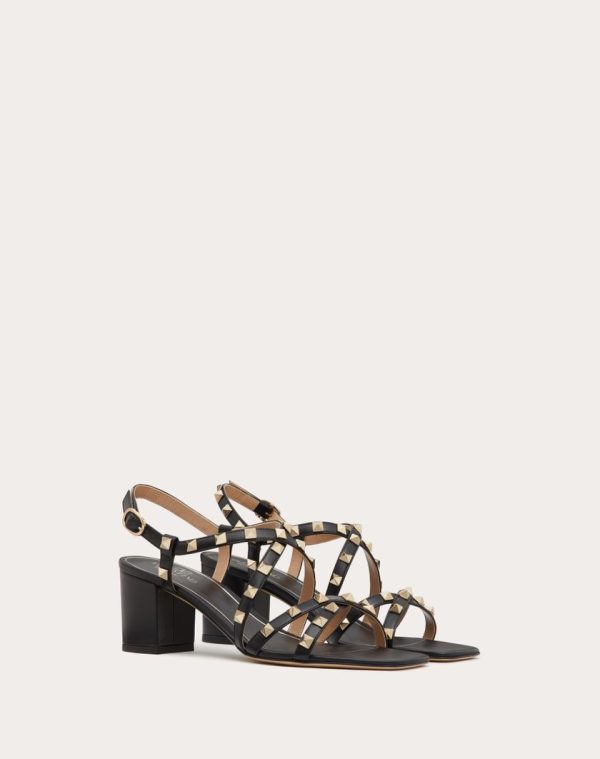 ROCKSTUD CALFSKIN SANDAL WITH STRAPS 60MM