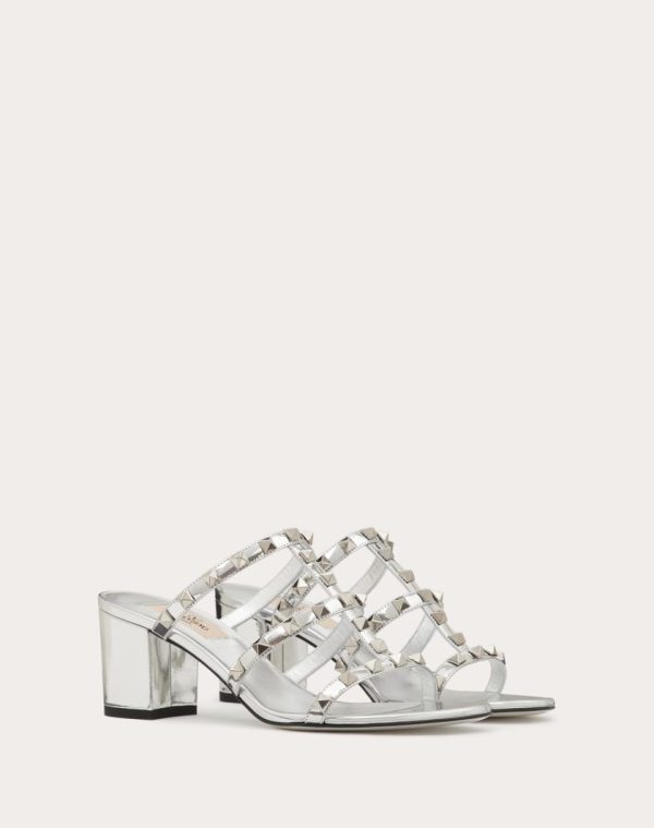 ROCKSTUD MIRROR-EFFECT SLIDE SANDAL 60MM