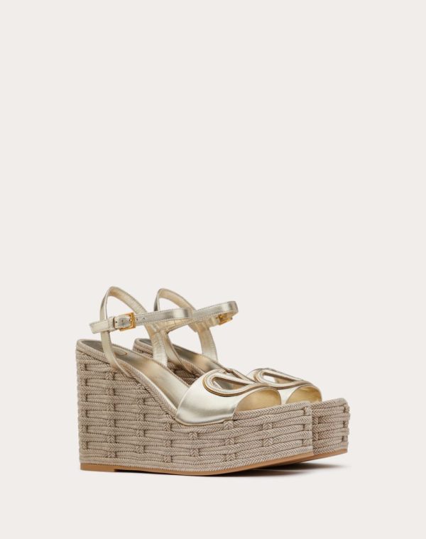 VLOGO CUT-OUT WEDGE SANDAL IN LAMINATED NAPPA LEATHER 110MM