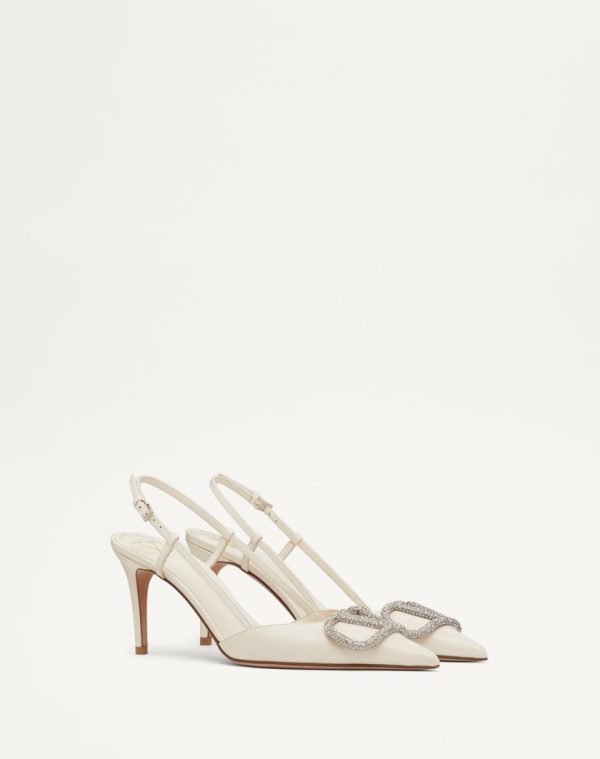 VLOGO SIGNATURE SLINGBACK PUMP IN CALFSKIN LEATHER 80MM