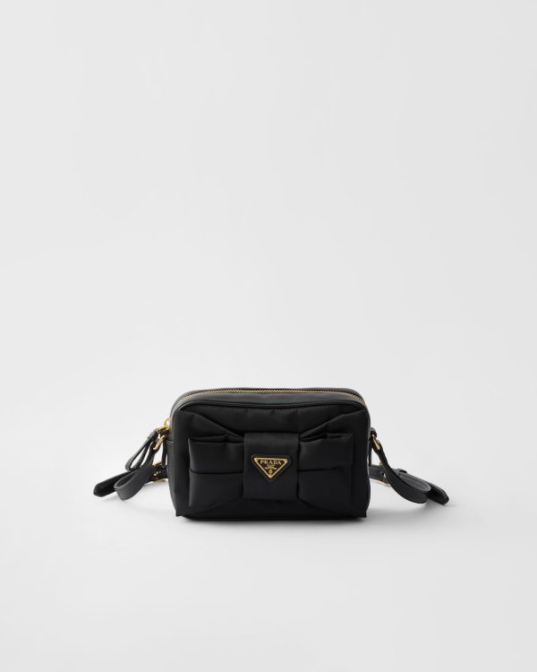 Re-Nylon and Nappa Leather Mini Shoulder Bag With Bow