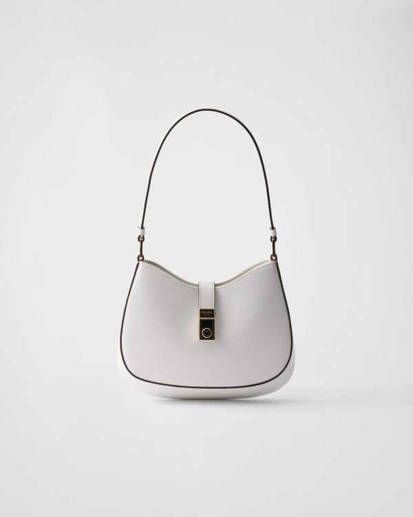 Prada Cleo Brushed Leather Shoulder Bag With Clasp Closure